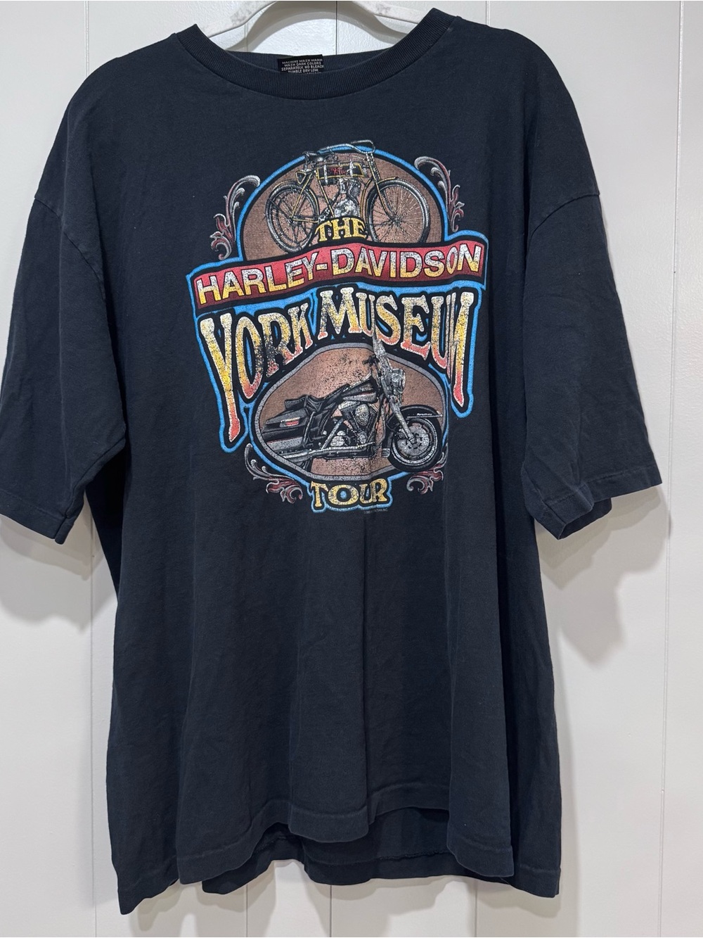 Vintage 1994 Harley Davidson York Museum Tour T Shirt Black 3XL USA